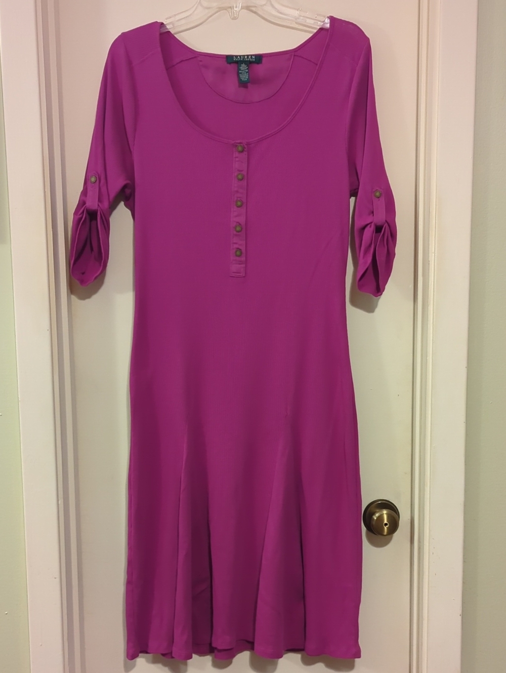 Lauren Ralph Lauren Magenta Henley Midi Dress